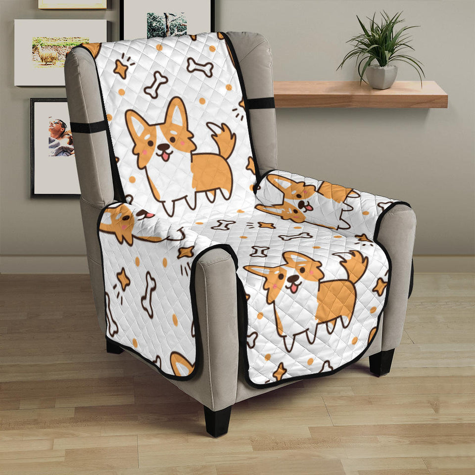 Cute corgi heart star bone pattern Chair Cover Protector