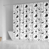 Crows Floral Wreath Rabbit Pattern Shower Curtain Fulfilled In US
