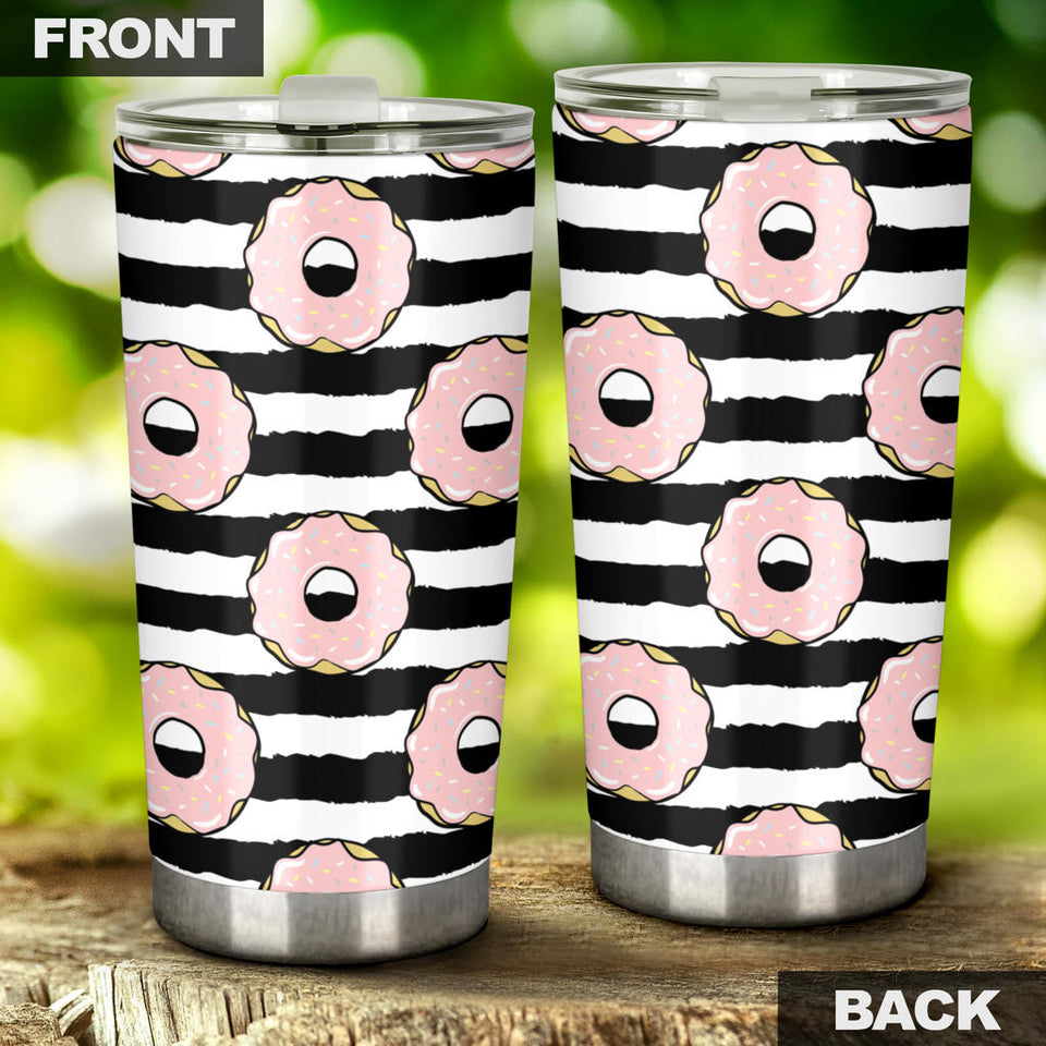 Donuts Pink Icing Striped Pattern Tumbler