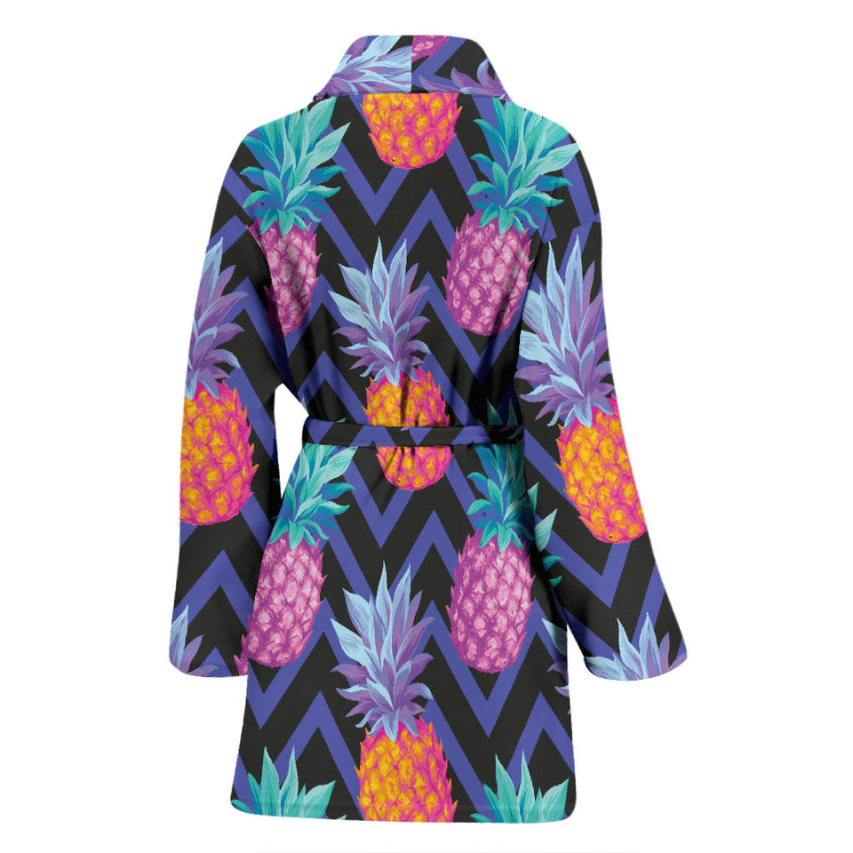 Pineapples Pattern Zigzag Background Women'S Bathrobe