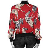 Zebra Abstract Red Background Women'S Bomber Jacket