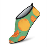 Orange Fruit Pattern Green Background Aqua Shoes