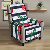 Hand drawn cherry pattern striped background Chair Cover Protector