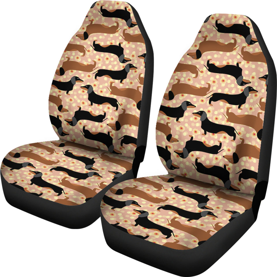 Dachshund Floral Background Universal Fit Car Seat Covers