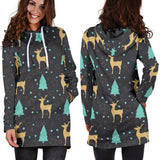 Deers Star Tree Pattern Women'S Hoodie Dress
