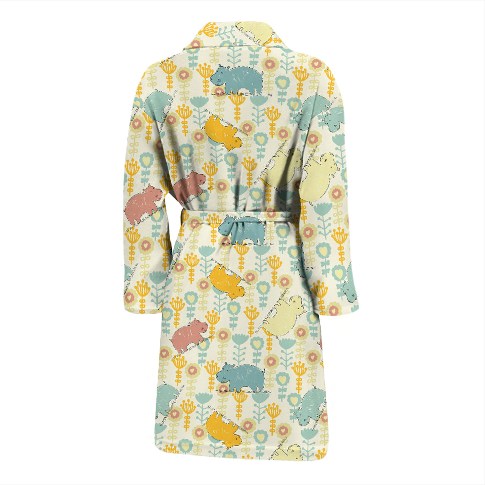 Hippopotamus Pattern Print Design 04 Men's Bathrobe