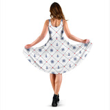 Anchor Rudder Nautical Design Pattern Sleeveless Midi Dress