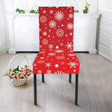 Snowflake Pattern Red Background Dining Chair Slipcover