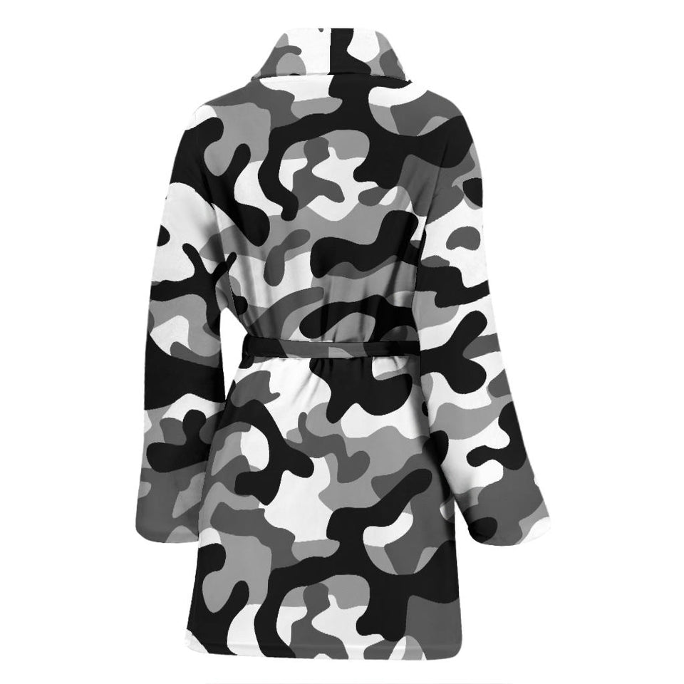 Black White Camo Camouflage Pattern Women'S Bathrobe