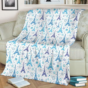 Eiffel Tower Pattern Print Design 01 Premium Blanket