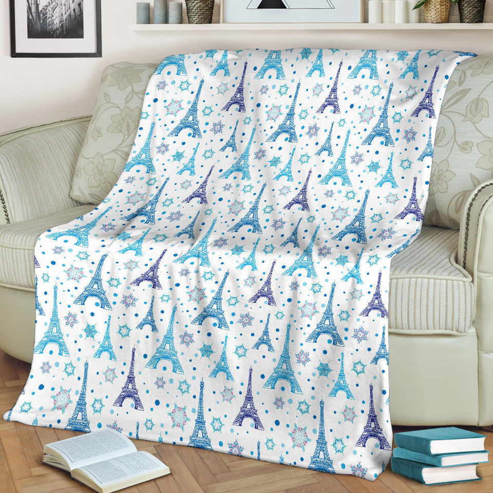 Eiffel Tower Pattern Print Design 01 Premium Blanket
