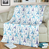 Eiffel Tower Pattern Print Design 01 Premium Blanket