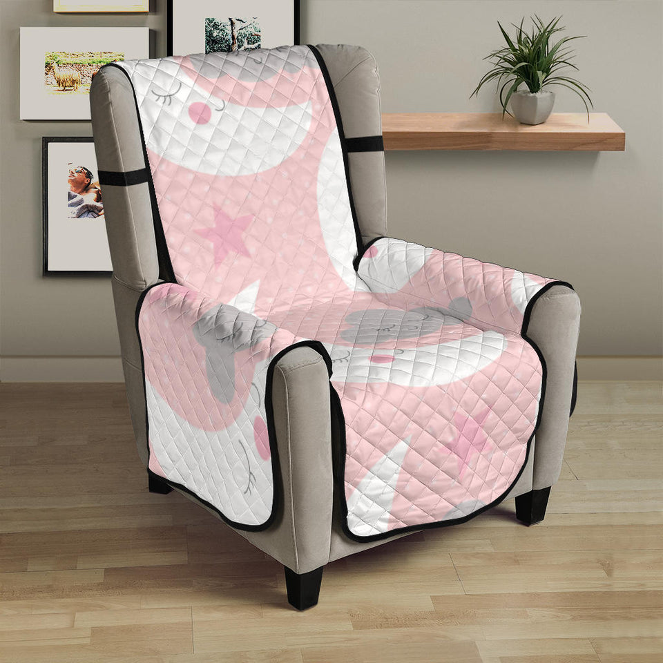 Cute moon cloud star pattern pink dot background Chair Cover Protector