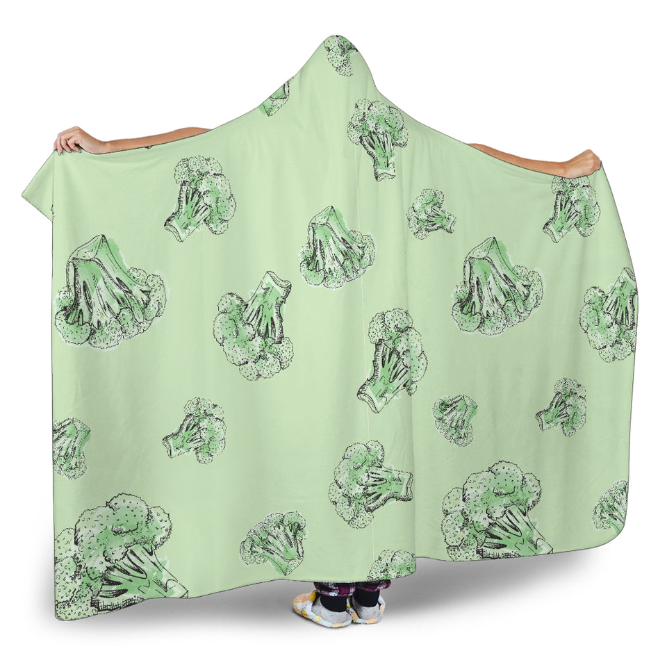 Broccoli Sketch Pattern Hooded Blanket