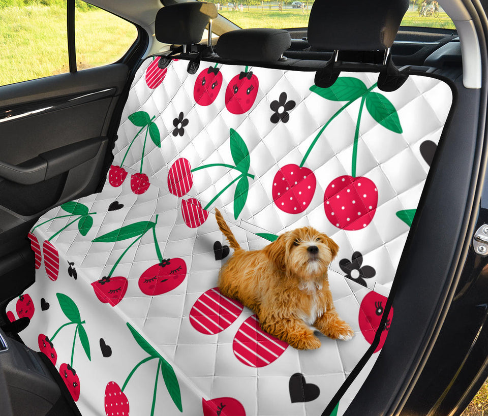 Cherry Pattern White Background Dog Car Seat Covers