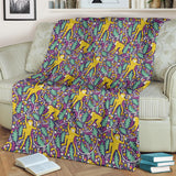 Cute Yellow Monkey Leaves Pattern Premium Blanket