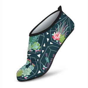 Cactus Glass Terrarium Pattern Aqua Shoes