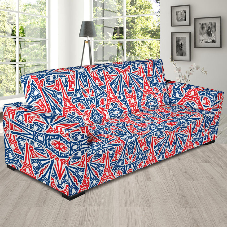 Eiffel Tower Pattern Print Design 02 Sofa Slipcover