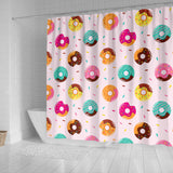 Donut Pattern Glaze Pink Background Shower Curtain Fulfilled In US