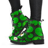 Frog Waterlily Pattern Leather Boots