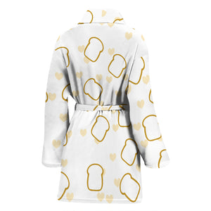 Bread Toast Pattern Print Design 01 Women's Bathrobe