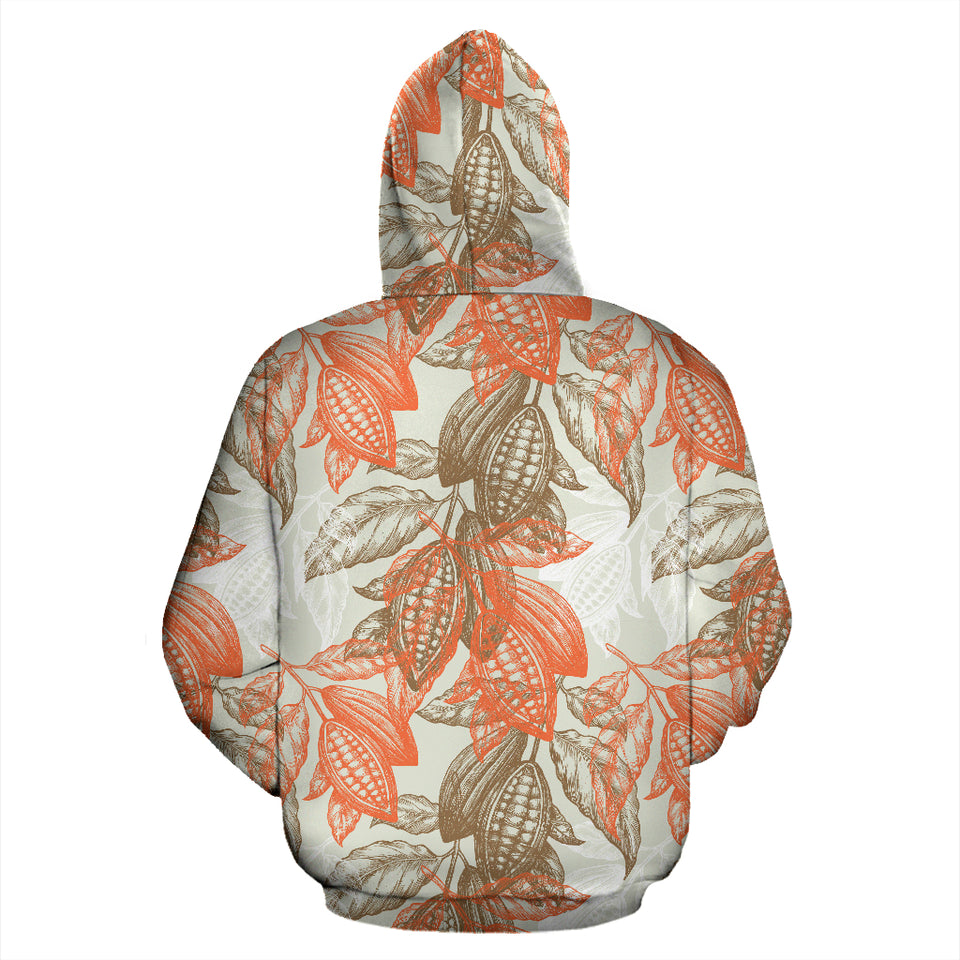 Cocoa Beans Cocoa Tree Pattern Zip Up Hoodie