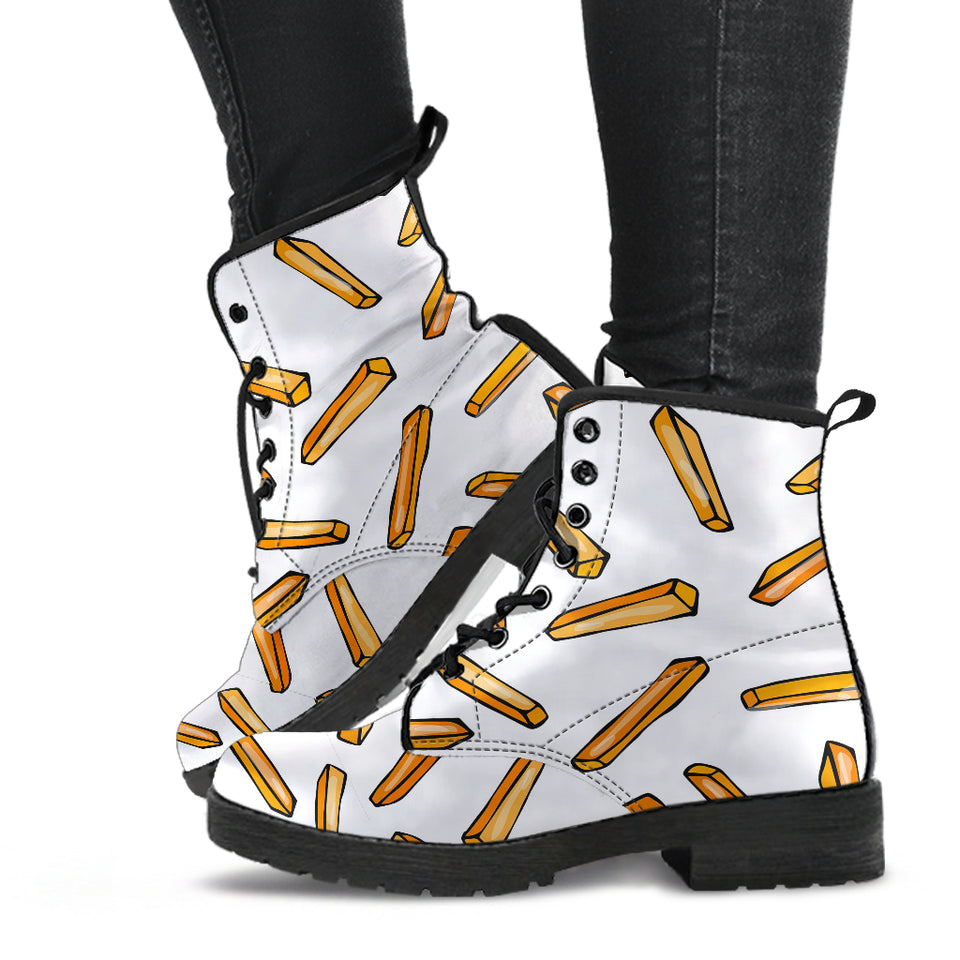 French Fries Potato Pattern Leather Boots