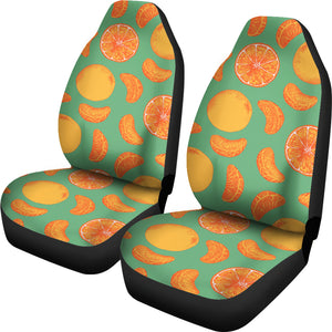 Orange Fruit Pattern Green Background Universal Fit Car Seat Covers