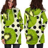 Kiwi Black Dot Background Women'S Hoodie Dress