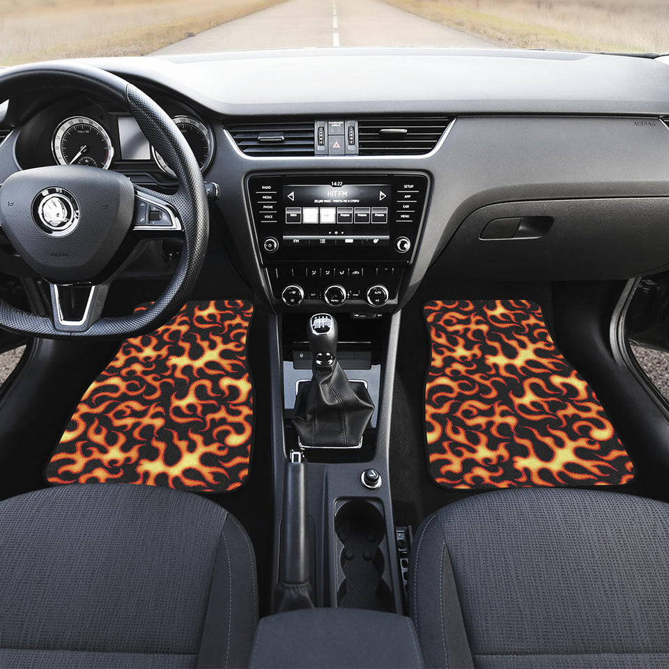 Fire Flame Dark Pattern Front Car Mats
