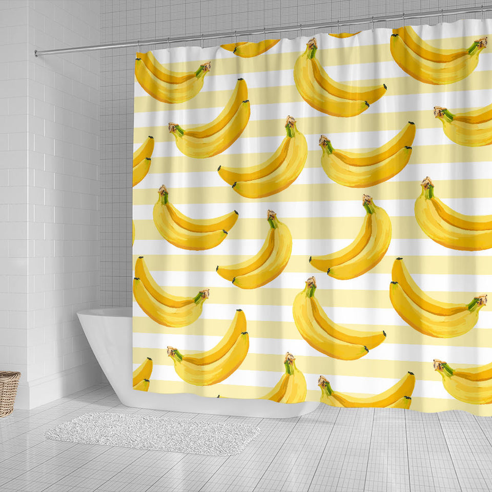 Banana Pattern Blackground Shower Curtain Fulfilled In US