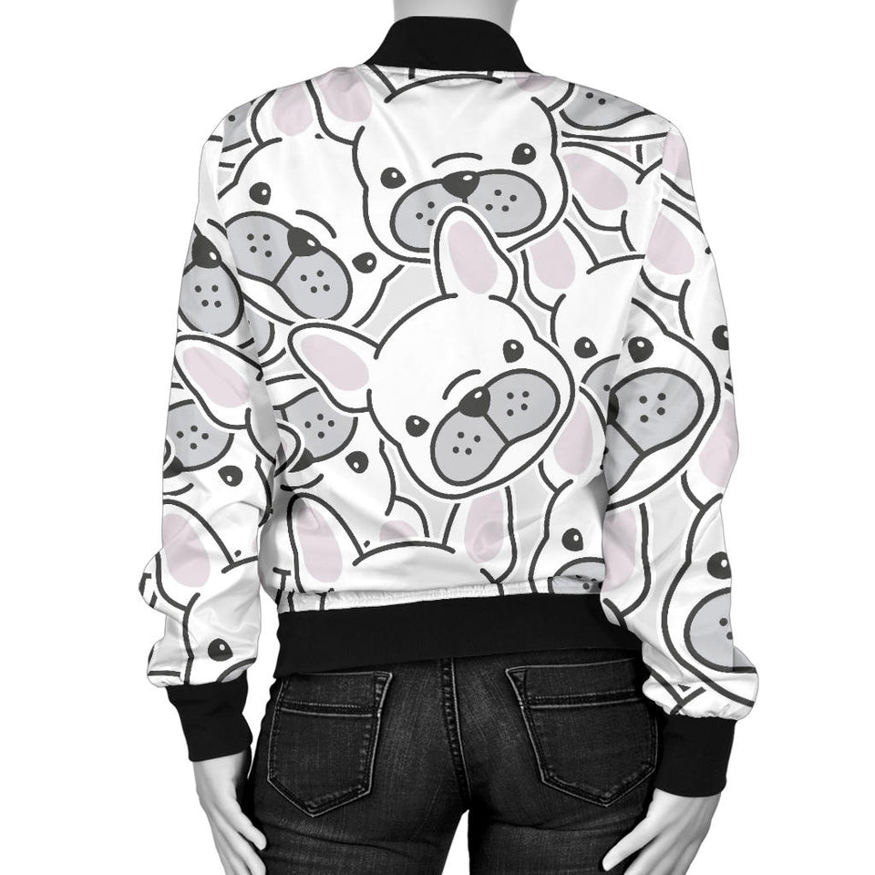 Cute French Bulldog Head Pattern Women'S Bomber Jacket