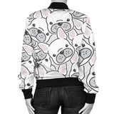 Cute French Bulldog Head Pattern Women'S Bomber Jacket