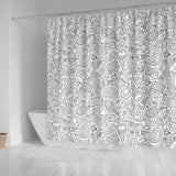 Cartoon Hand Drawn Ice Cream Black White Shower Curtain Fulfilled In US