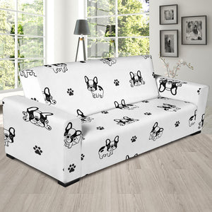 Cute French Bulldog Paw Pattern Sofa Slipcover
