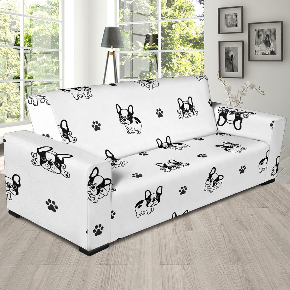 Cute French Bulldog Paw Pattern Sofa Slipcover