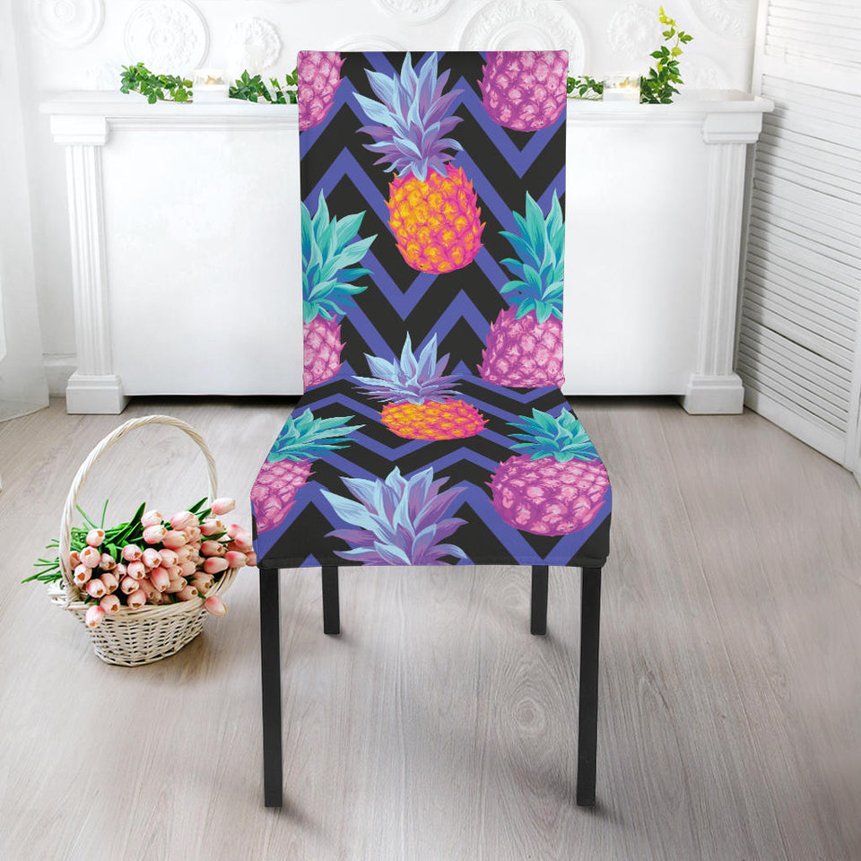 Pineapples Pattern Zigzag Background Dining Chair Slipcover