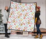 Maneki Neko Lucky Cat Fan Sakura Premium Quilt