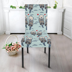 Lovely Sea Otter Pattern Dining Chair Slipcover