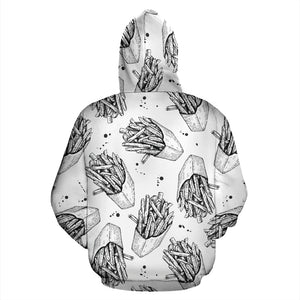 Hand Drawn French Fries Pattern Zip Up Hoodie