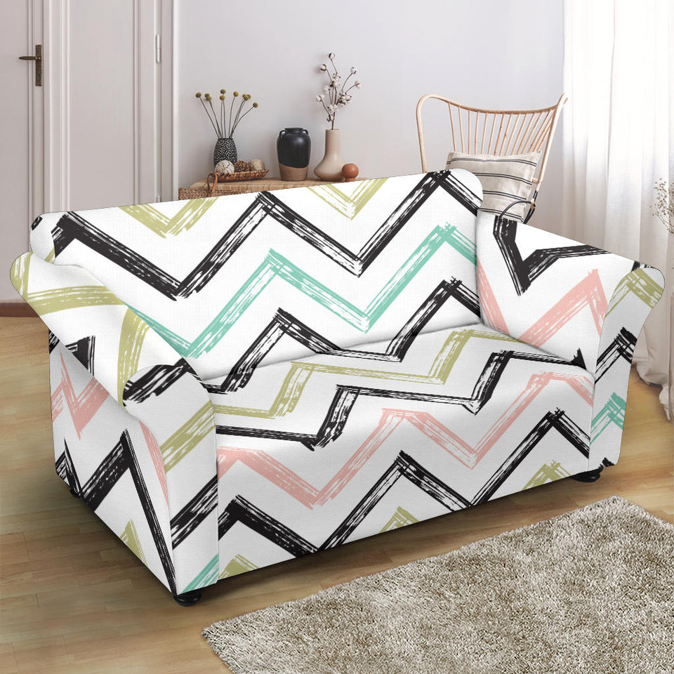 Zigzag  Chevron Paint Pattern Loveseat Couch Slipcover