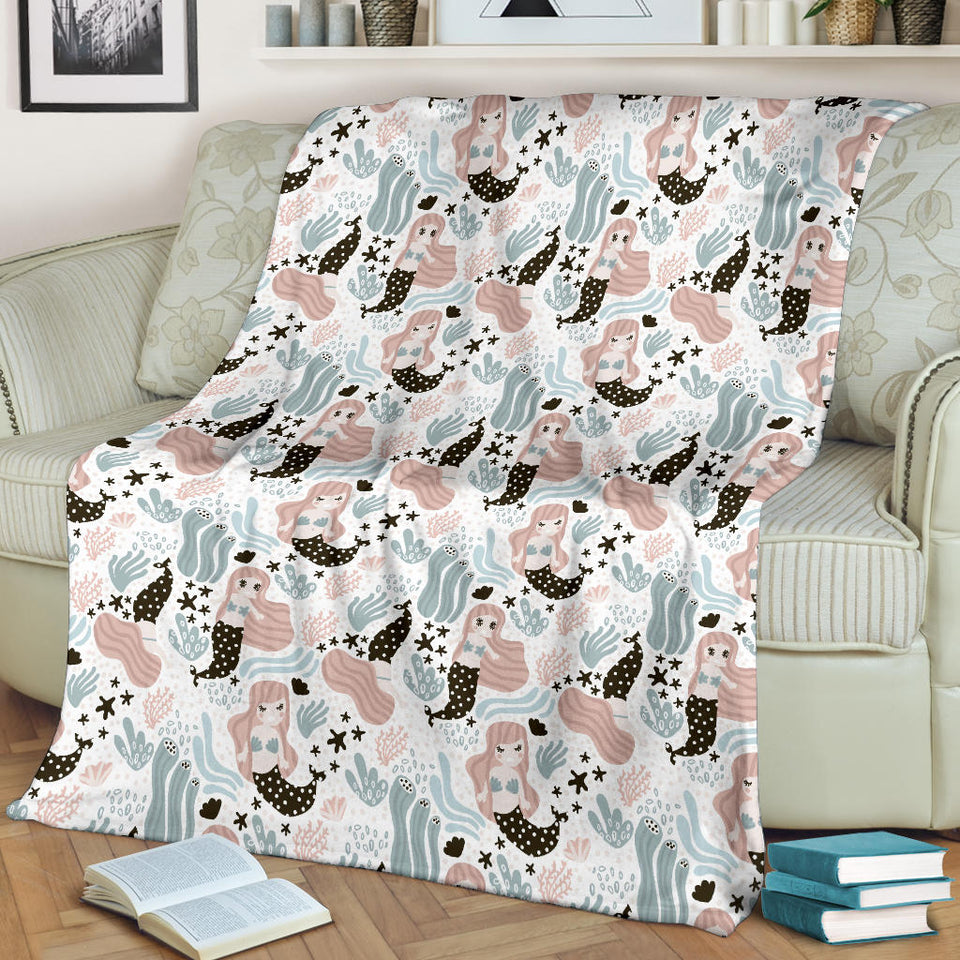 Cute Mermaid Pattern Premium Blanket