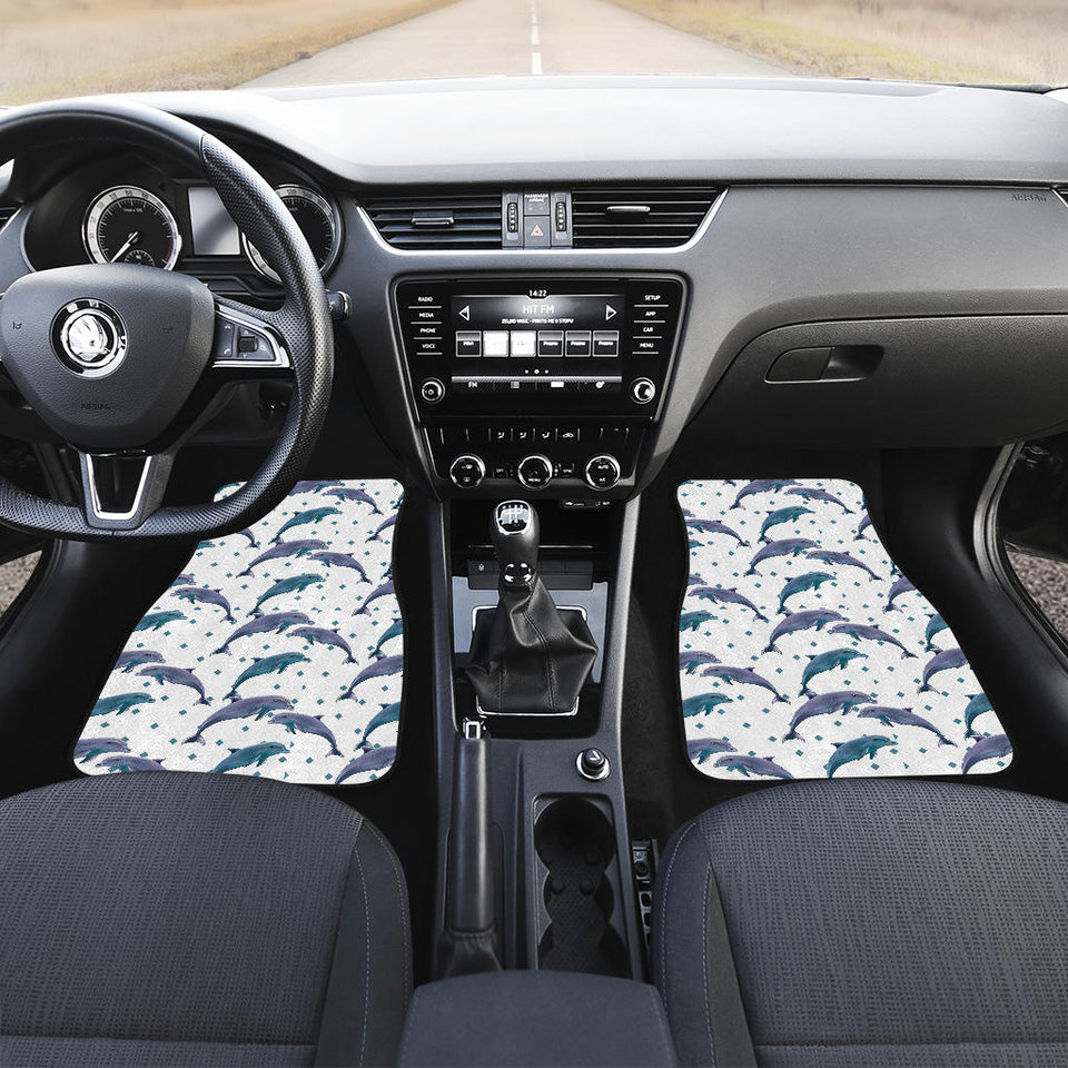 Dolphins Pattern Dotted Background Front Car Mats
