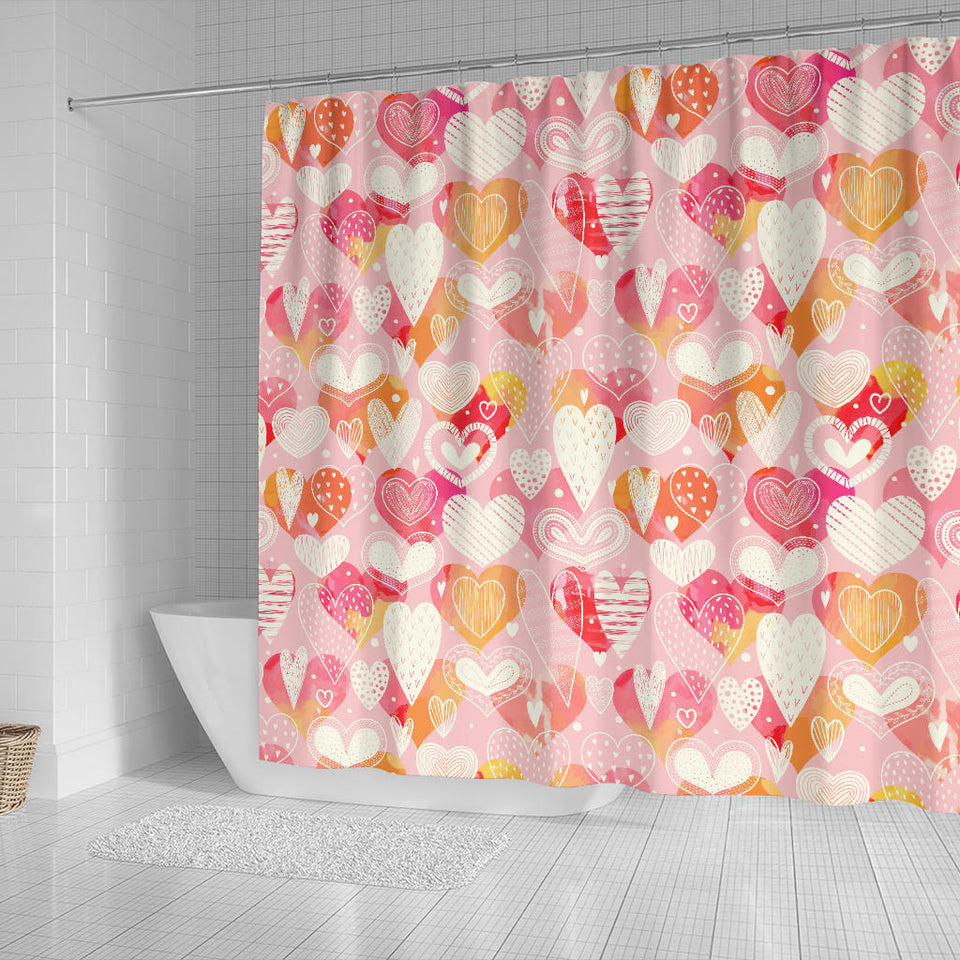 Hand Drawn Heart Design Pattern Shower Curtain Fulfilled In US