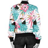 Toucan Tropical Flower Leave Pattern Women'S Bomber Jacket