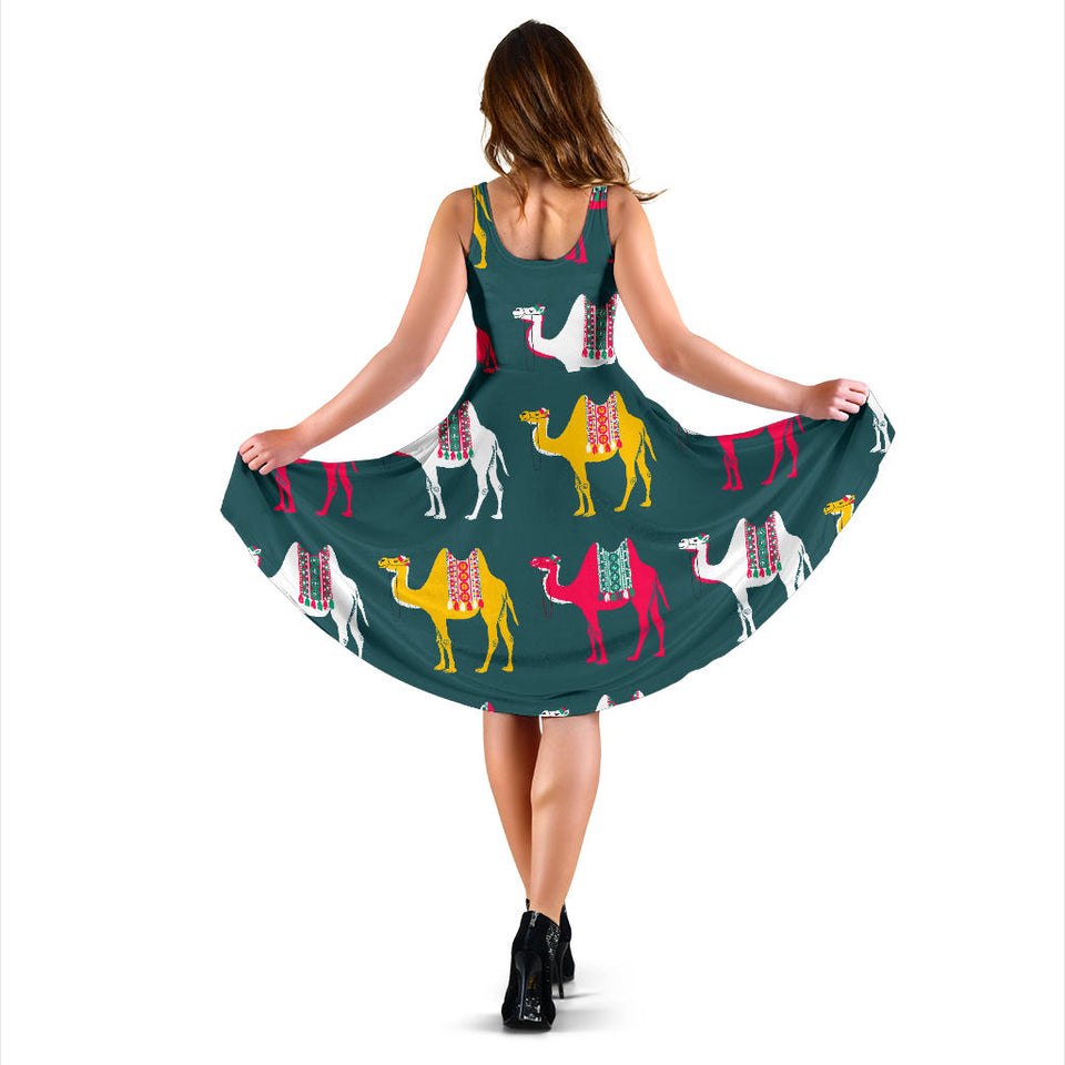 Camel Pattern Sleeveless Midi Dress