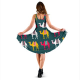 Camel Pattern Sleeveless Midi Dress