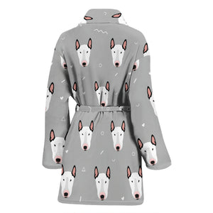 Bull Terrier Pattern Print Design 05 Women's Bathrobe