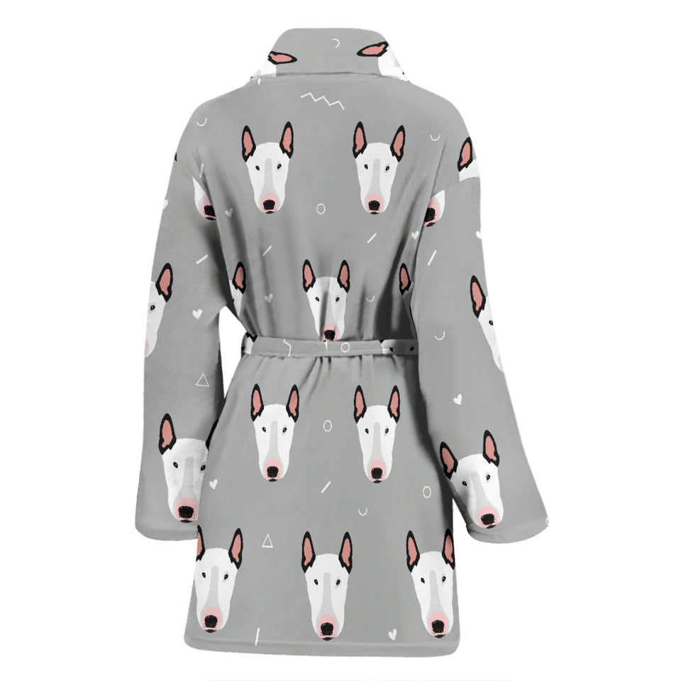 Bull Terrier Pattern Print Design 05 Women's Bathrobe