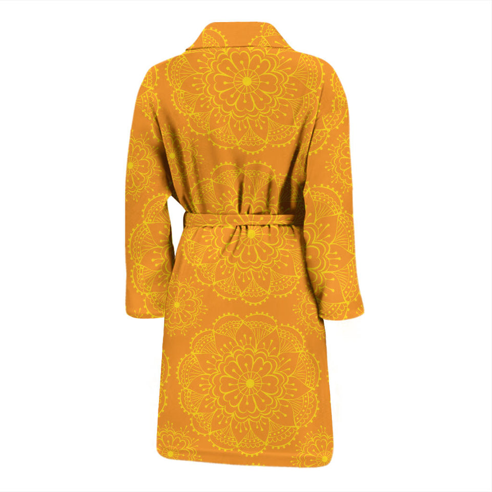 Orange Traditional Indian Element Pattern Men'S Bathrobe